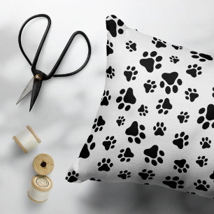 Pattern Of Paws, Dog Paws, Black and White Pet Bed