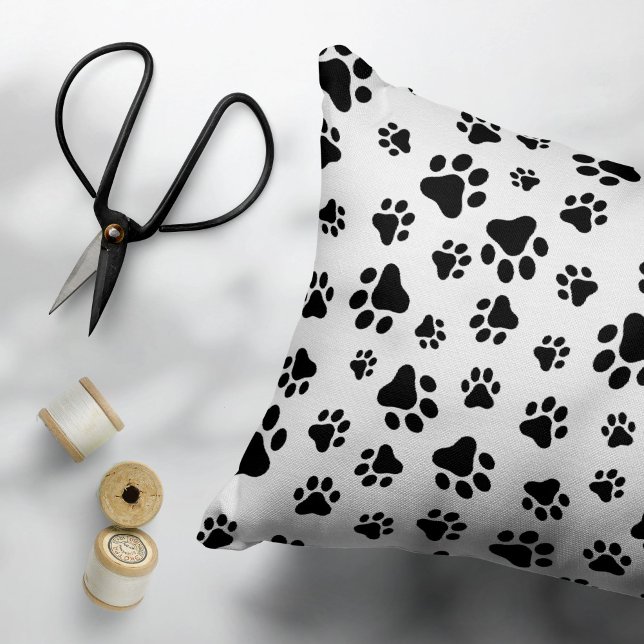 Pattern Of Paws, Dog Paws, Black and White Pet Bed (Creator Uploaded)