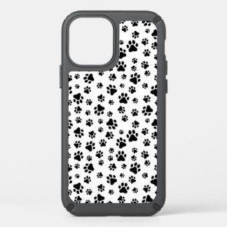 Pattern Of Paws, Dog Paws, Black and White Speck iPhone 12 Case