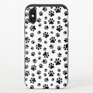 Pattern Of Paws, Dog Paws, Black and White iPhone X Slider Case