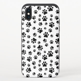 Pattern Of Paws, Dog Paws, Black and White iPhone X Slider Case