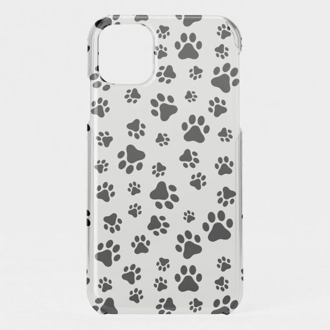 Pattern Of Paws, Dog Paws, Black and White Uncommon iPhone Case (Back)