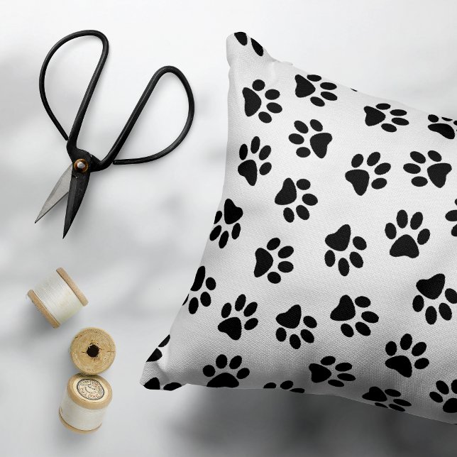 Pattern Of Paws, Dog Paws, Black Paws Accent Pillow (Creator Uploaded)