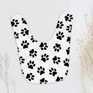 Pattern Of Paws, Dog Paws, Black Paws Baby Bib