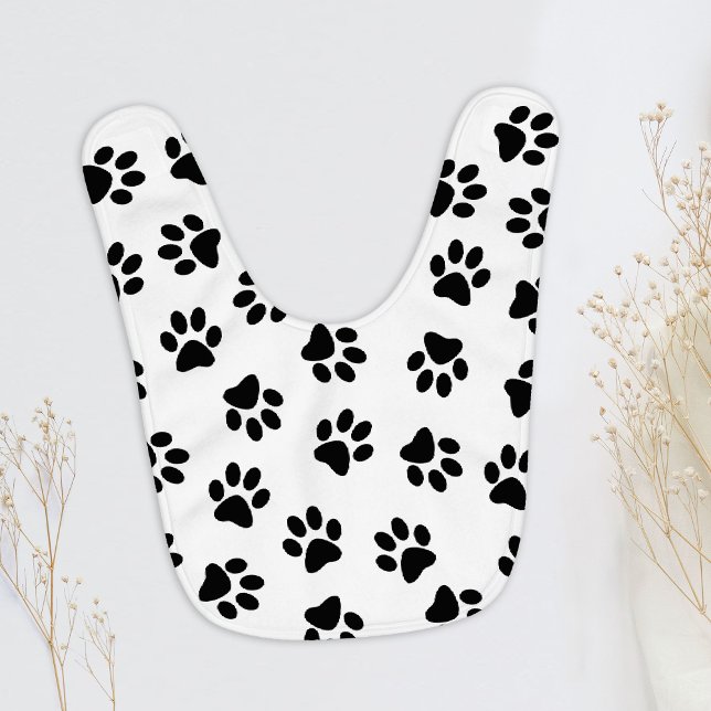 Pattern Of Paws, Dog Paws, Black Paws Baby Bib (Creator Uploaded)