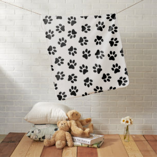 Pattern Of Paws, Dog Paws, Black Paws Baby Blanket