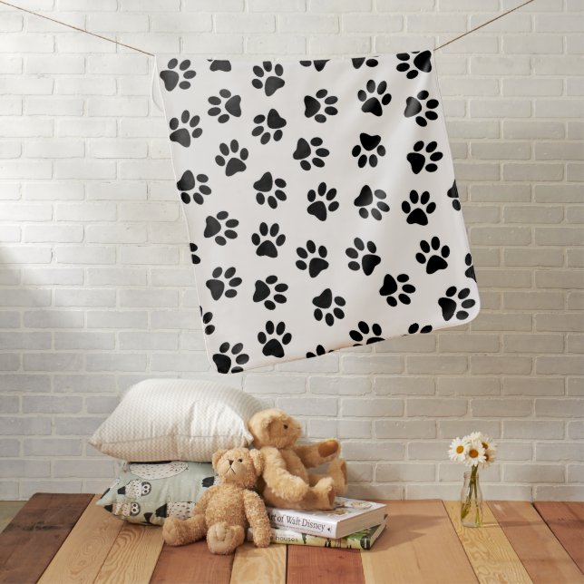 Pattern Of Paws, Dog Paws, Black Paws Baby Blanket (In Situ)