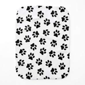 Pattern Of Paws, Dog Paws, Black Paws Baby Burp Cloth