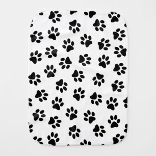 Pattern Of Paws, Dog Paws, Black Paws Baby Burp Cloth