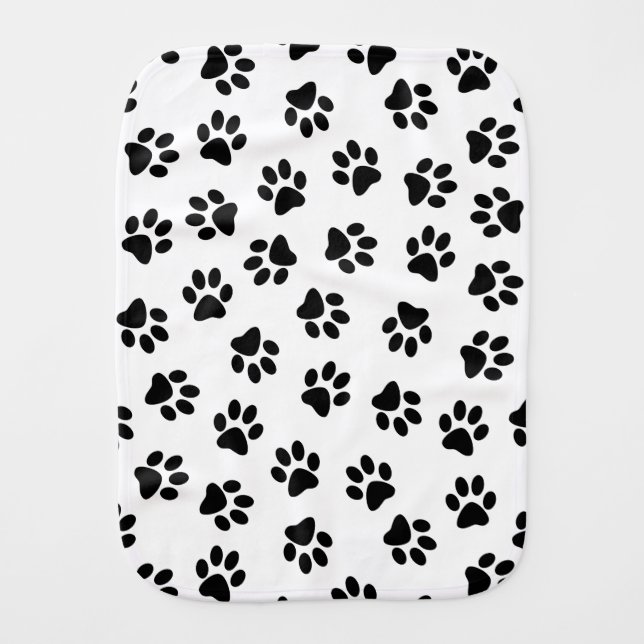 Pattern Of Paws, Dog Paws, Black Paws Baby Burp Cloth (Front)