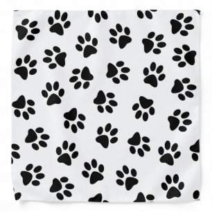 Pattern Of Paws, Dog Paws, Black Paws Bandana