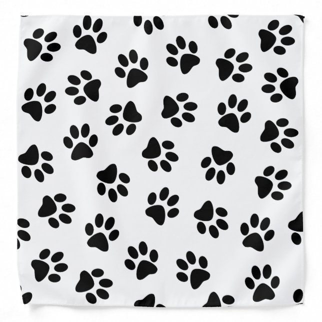 Pattern Of Paws, Dog Paws, Black Paws Bandana (Front)