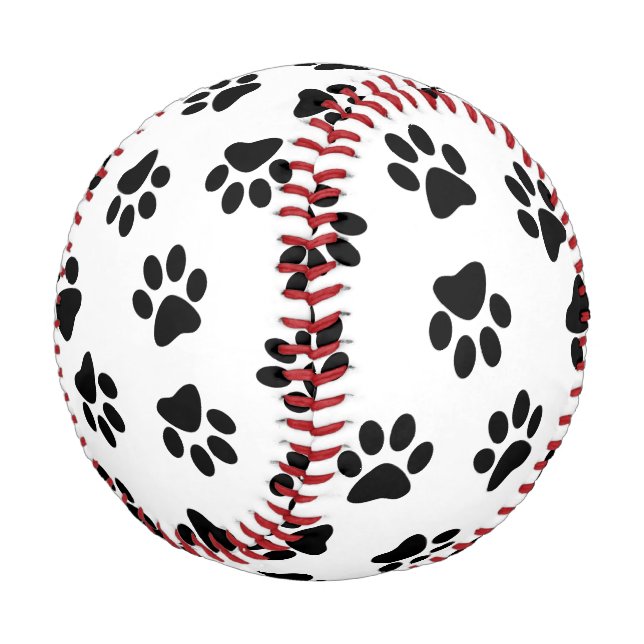 Pattern Of Paws, Dog Paws, Black Paws Baseball (Angled)