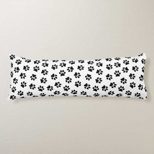 Pattern Of Paws, Dog Paws, Black Paws Body Pillow (Front)