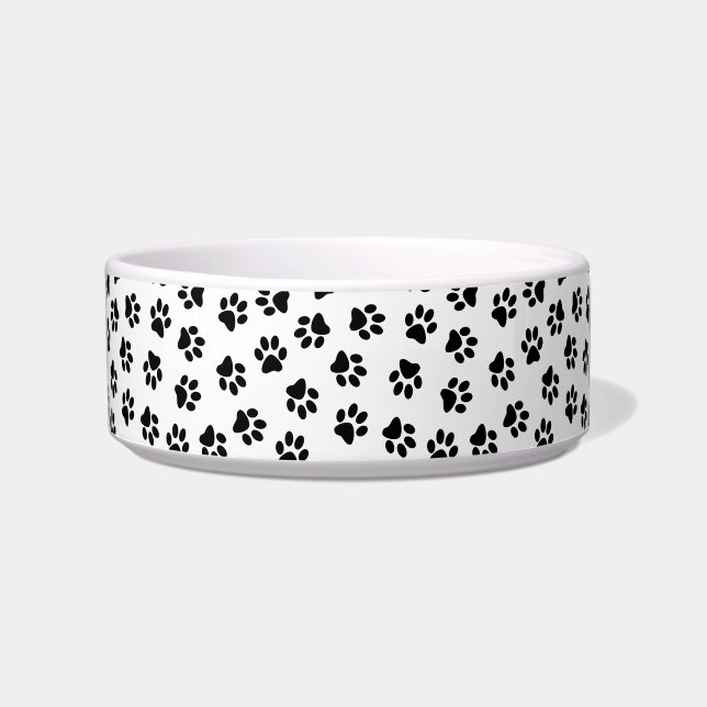 Pattern Of Paws, Dog Paws, Black Paws Bowl (Front)
