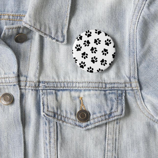 Pattern Of Paws, Dog Paws, Black Paws Button (In Situ)