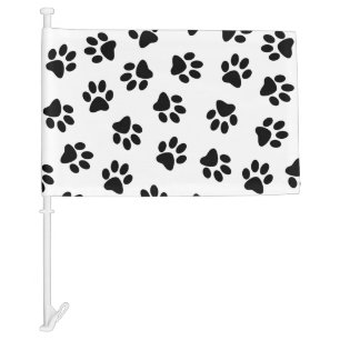 Pattern Of Paws, Dog Paws, Black Paws Car Flag