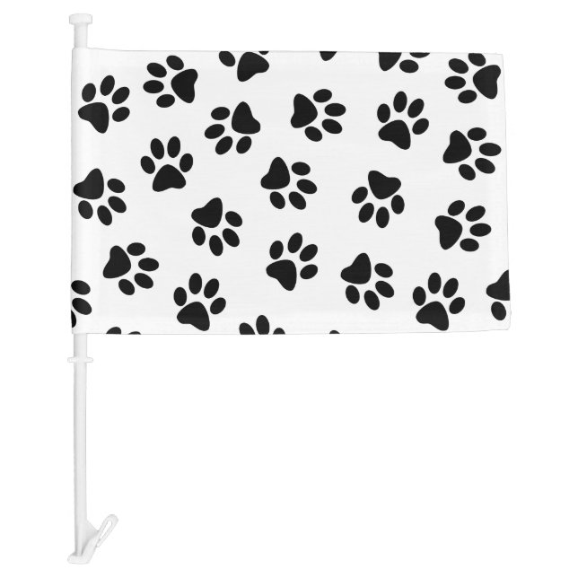 Pattern Of Paws, Dog Paws, Black Paws Car Flag (Front)