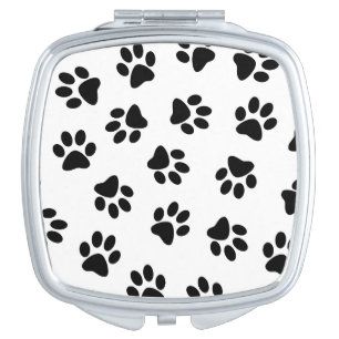 Pattern Of Paws, Dog Paws, Black Paws Compact Mirror