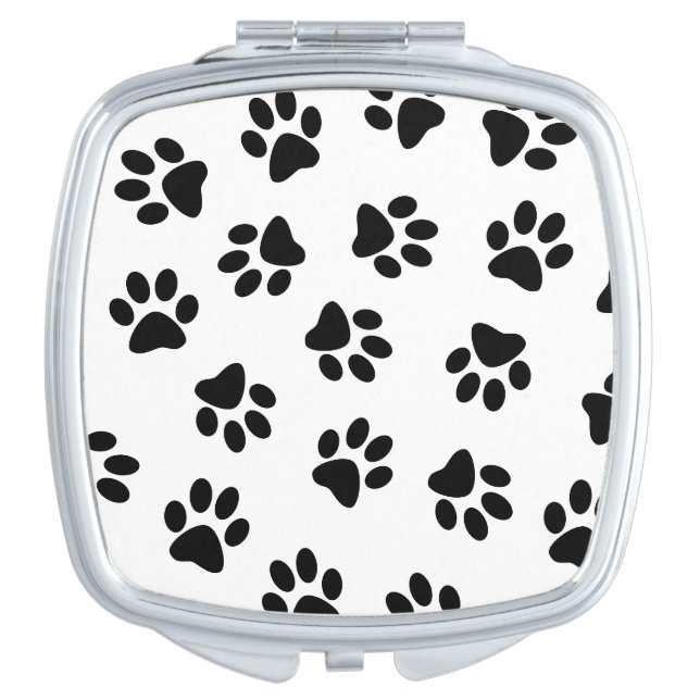 Pattern Of Paws, Dog Paws, Black Paws Compact Mirror (Front)
