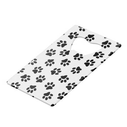 Pattern Of Paws Dog Paws Black Paws Credit Card Bottle Opener