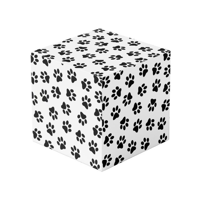 Pattern Of Paws, Dog Paws, Black Paws Cube (Front Angled)