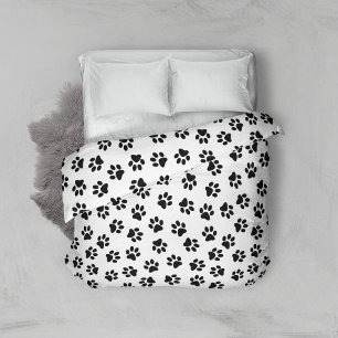 Pattern Of Paws, Dog Paws, Black Paws Duvet Cover