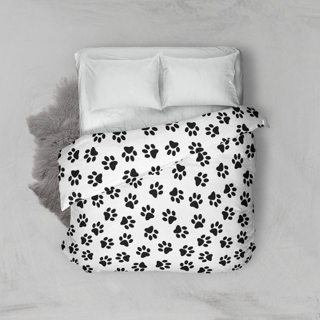 Pattern Of Paws, Dog Paws, Black Paws Duvet Cover (Creator Uploaded)
