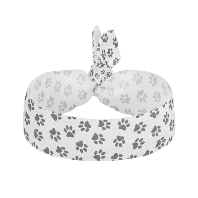 Pattern Of Paws, Dog Paws, Black Paws Elastic Hair Tie (Front)