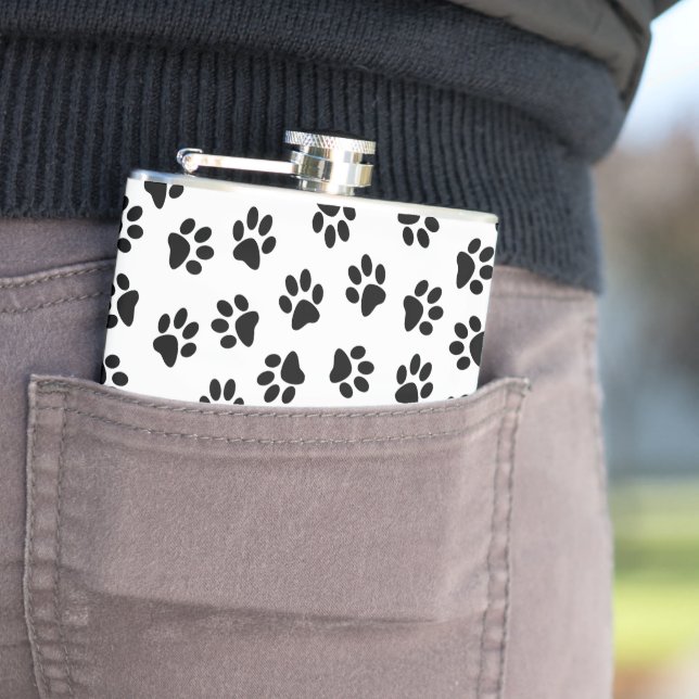 Pattern Of Paws, Dog Paws, Black Paws Flask (In Situ)