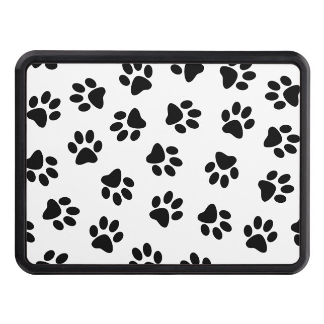 Pattern Of Paws, Dog Paws, Black Paws Hitch Cover (Front)