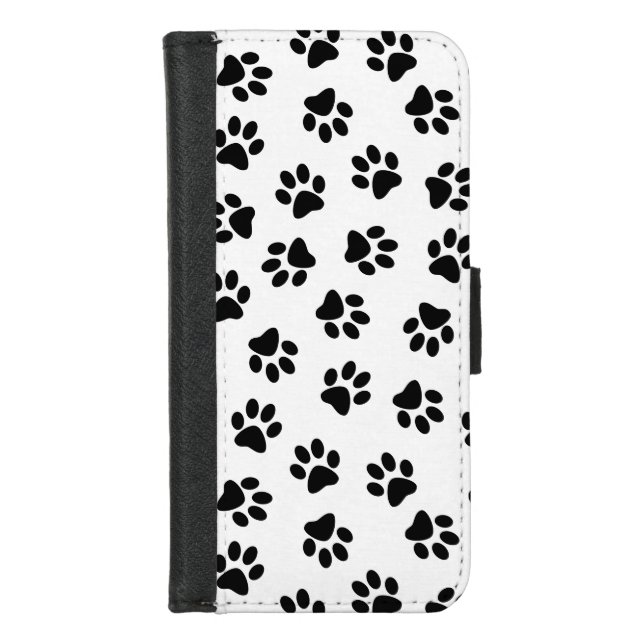 Pattern Of Paws, Dog Paws, Black Paws iPhone Wallet Case (Front)