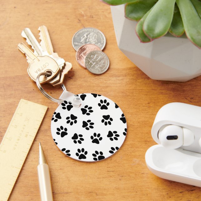 Pattern Of Paws, Dog Paws, Black Paws Keychain (Desk)