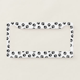 Pattern Of Paws, Dog Paws, Black Paws License Plate Frame