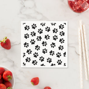 Pattern Of Paws, Dog Paws, Black Paws Napkins