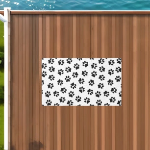 Pattern Of Paws, Dog Paws, Black Paws Outdoor Rug
