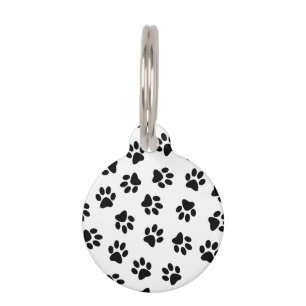 Pattern Of Paws, Dog Paws, Black Paws Pet ID Tag