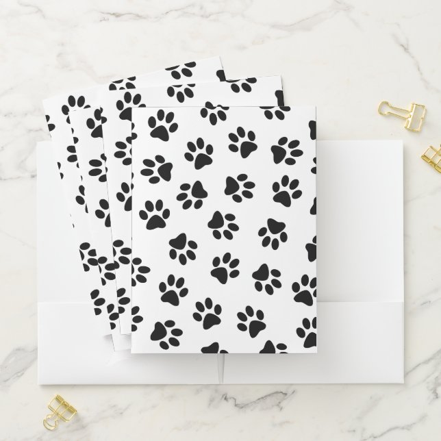 Pattern Of Paws, Dog Paws, Black Paws Pocket Folder (In Situ)