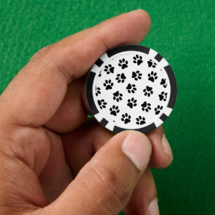 Pattern Of Paws, Dog Paws, Black Paws Poker Chips