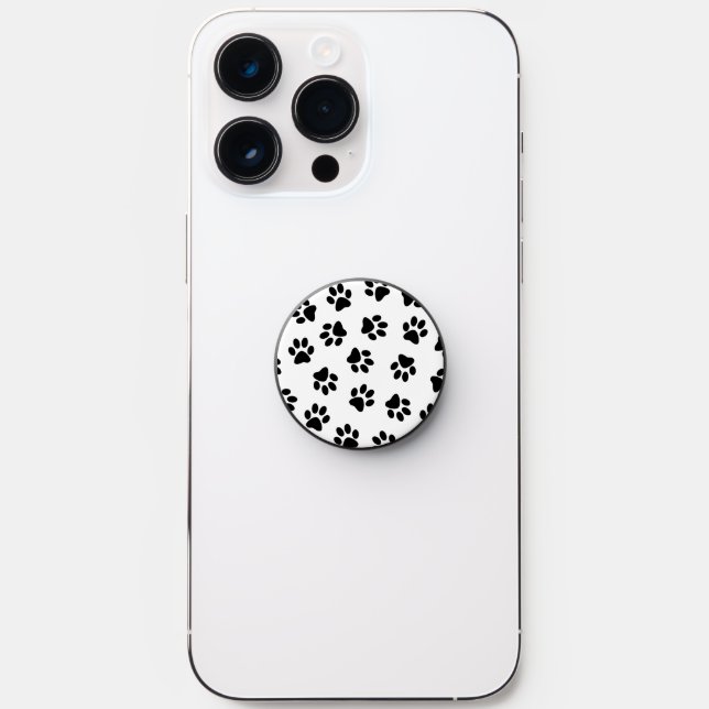 Pattern Of Paws, Dog Paws, Black Paws PopSocket (Front)