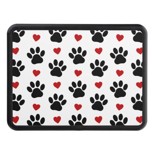 Pattern Of Paws Dog Paws Black Paws Red Hearts Hitch Cover
