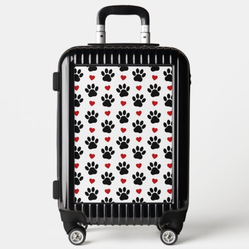 Pattern Of Paws Dog Paws Black Paws Red Hearts Luggage