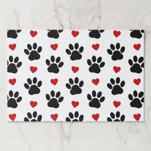 Pattern Of Paws Dog Paws Black Paws Red Hearts Paper Pad