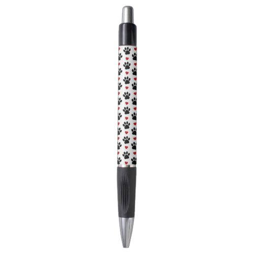 Pattern Of Paws Dog Paws Black Paws Red Hearts Pen
