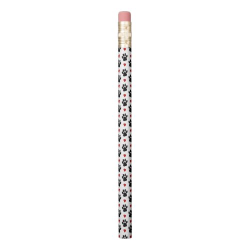 Pattern Of Paws Dog Paws Black Paws Red Hearts Pencil