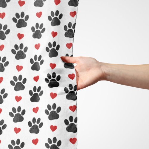 Pattern Of Paws Dog Paws Black Paws Red Hearts Scarf