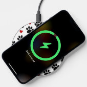 Pattern Of Paws, Dog Paws, Black Paws, Red Hearts Wireless Charger (Phone)