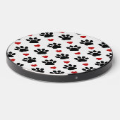 Pattern Of Paws, Dog Paws, Black Paws, Red Hearts Wireless Charger (Front 2)