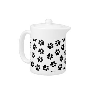 Pattern Of Paws, Dog Paws, Black Paws Teapot