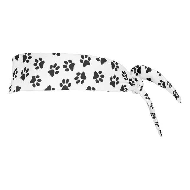 Pattern Of Paws, Dog Paws, Black Paws Tie Headband (Rotate 90)